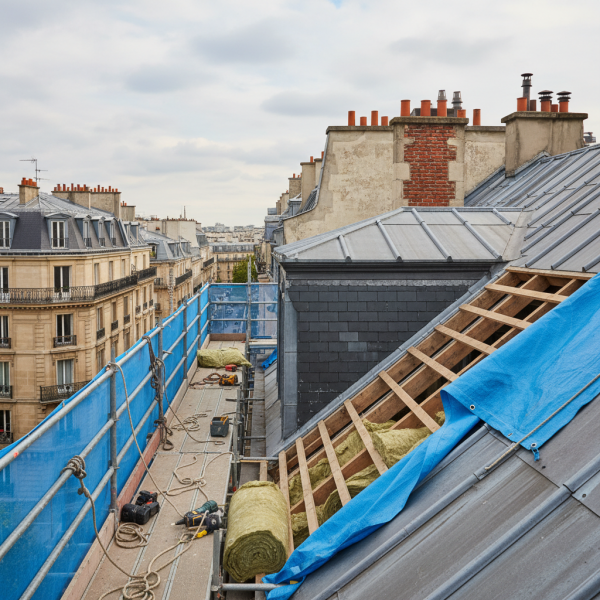 Travaux d’isolation de toiture à Bagneux : pose d’isolants adaptés sur toiture inclinée avec reprise de la couverture
