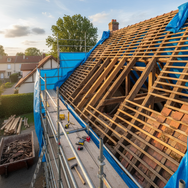 Entreprise de charpente à Montrouge : reprise structurelle de charpente urbaine avec contraintes d’accès et mitoyenneté
