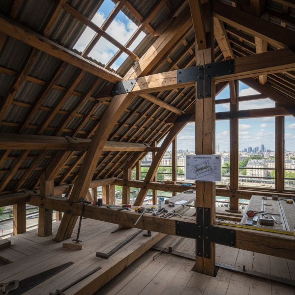 Entreprise de charpente à Boulogne-Billancourt : rénovation de charpente ancienne avec diagnostic structurel et renforcement des assemblages existants