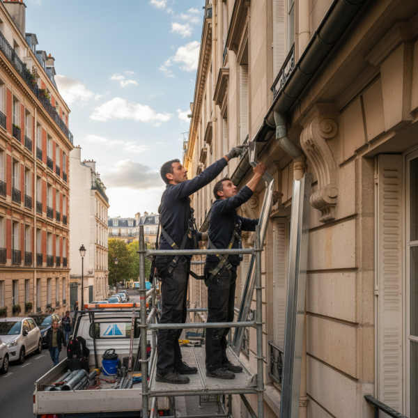 Entreprise de zinguerie à Montrouge : remplacement des gouttières anciennes avec adaptation aux contraintes urbaines et aux façades mitoyennes