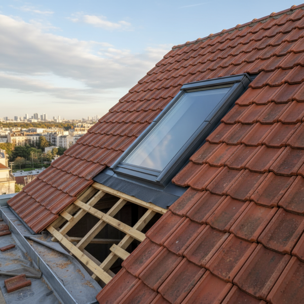 Pose de Velux à Malakoff : création de trémie et intégration sur toiture urbaine à forte pente