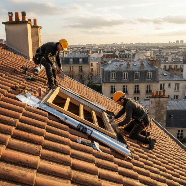 Installation de fenêtre de toit à Sceaux : création de trémie et reprise de charpente avant pose du châssis Velux