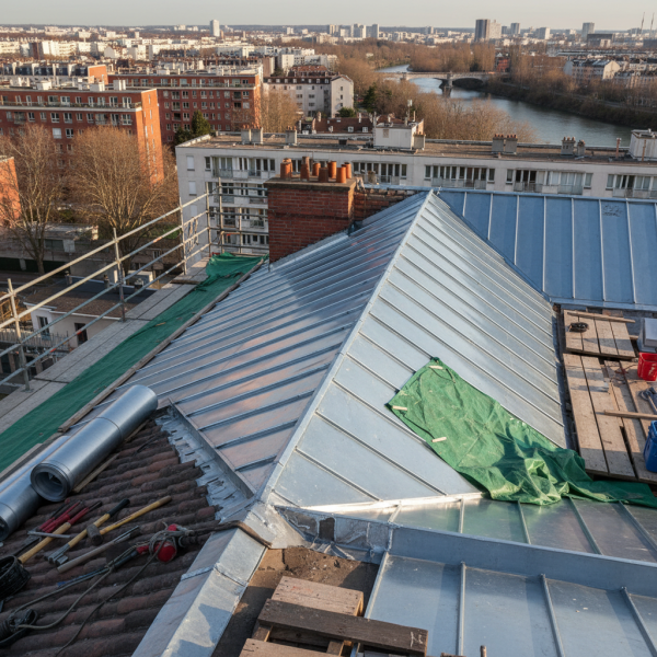 Travaux de zinguerie à Cachan : rénovation des éléments zinc assurant l’étanchéité des points singuliers de toiture