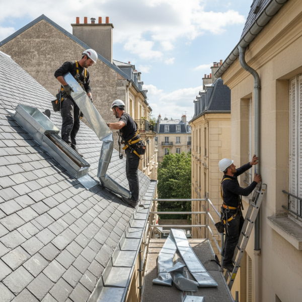 Entreprise de zinguerie à Sceaux : correction des défauts d’écoulement et reprise des éléments zinc sur couverture traditionnelle